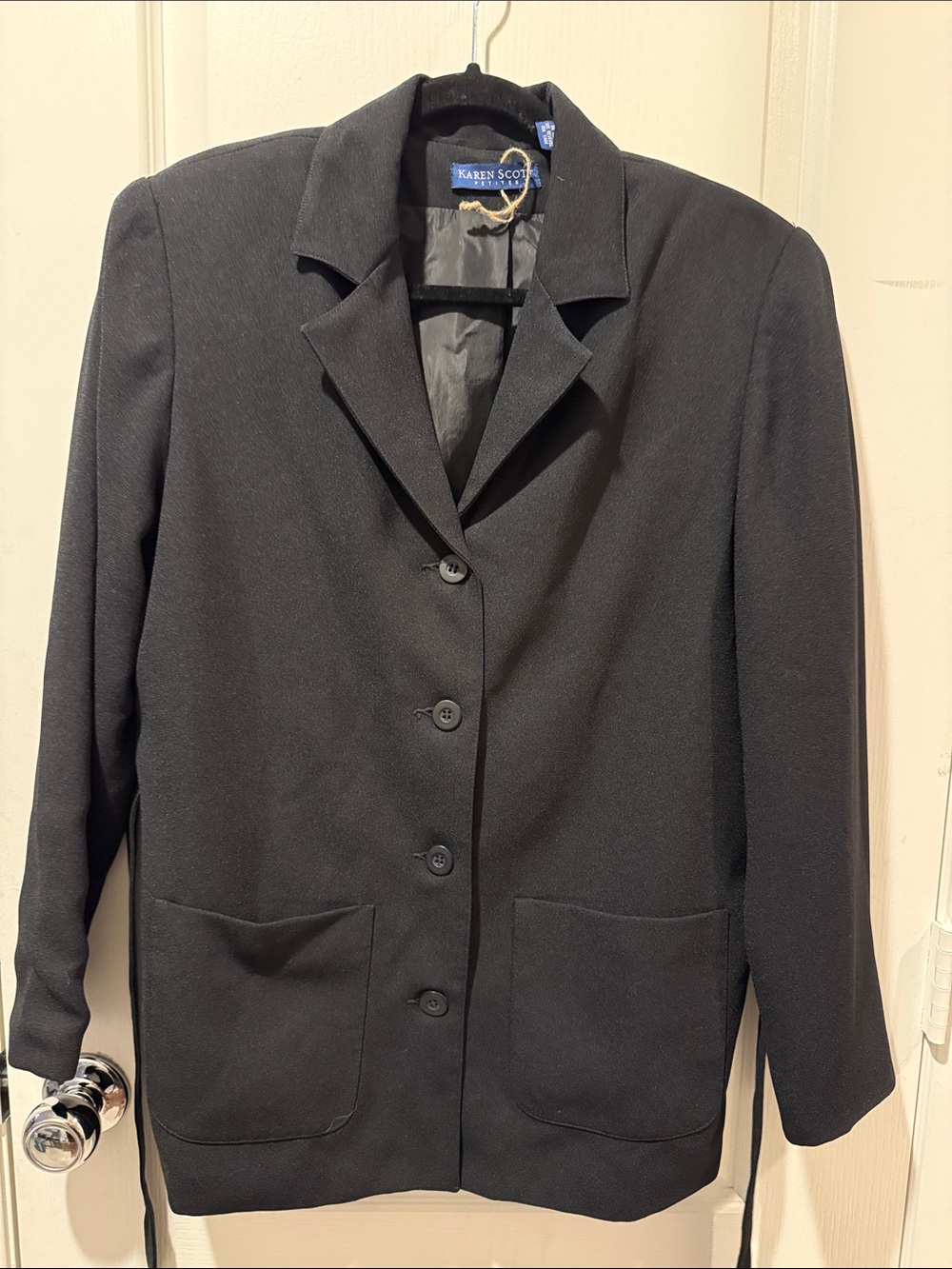 Karen Scott Black Classic Button-Front Blazer
